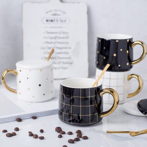 JY24422 - 12oz Elegant plating plated trim Top Gold Trim and Gold Handle Cup