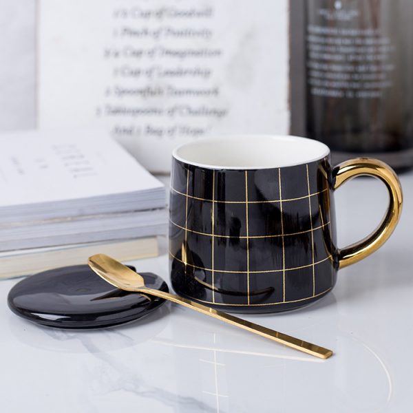 JY24422 - 12oz Elegant plating plated trim Top Gold Trim and Gold Handle Cup