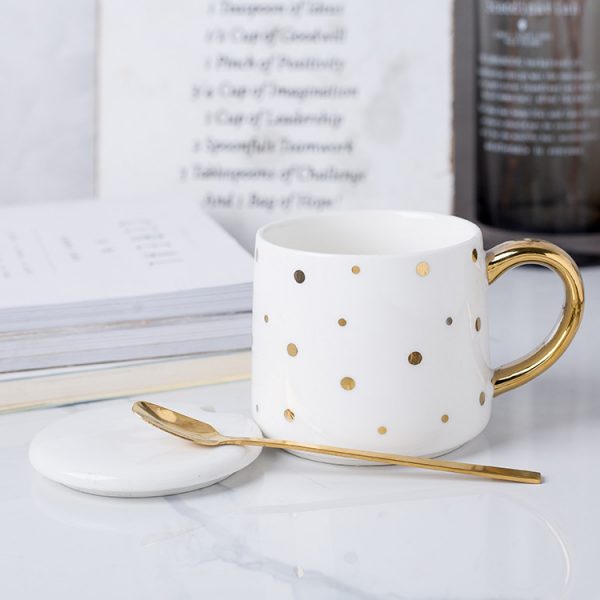 JY24422 - 12oz Elegant plating plated trim Top Gold Trim and Gold Handle Cup