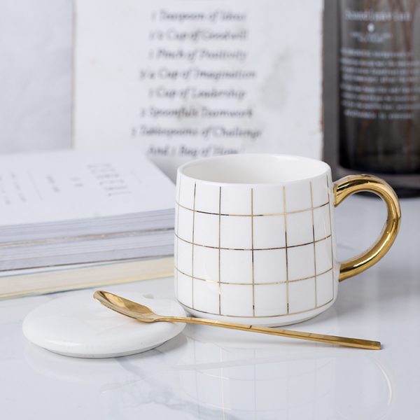JY24422 - 12oz Elegant plating plated trim Top Gold Trim and Gold Handle Cup