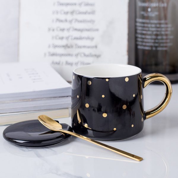 JY24422 - 12oz Elegant plating plated trim Top Gold Trim and Gold Handle Cup