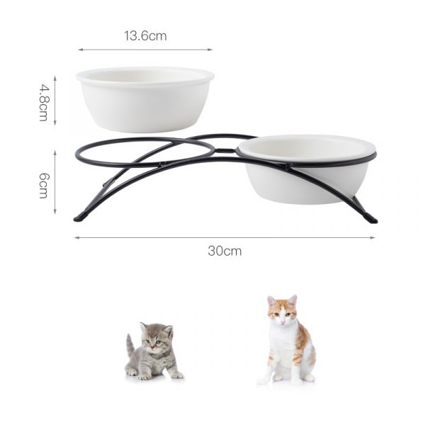 JY24430 - 5.35" Elevated Cat Bowls with 2 Ceramic Bowls and 2 Stainless Steel Bowls