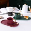 JY24453 - Cappuccino Cups with Saucers, 8.5 oz Stackable Ceramic Coffee Cup and Saucer