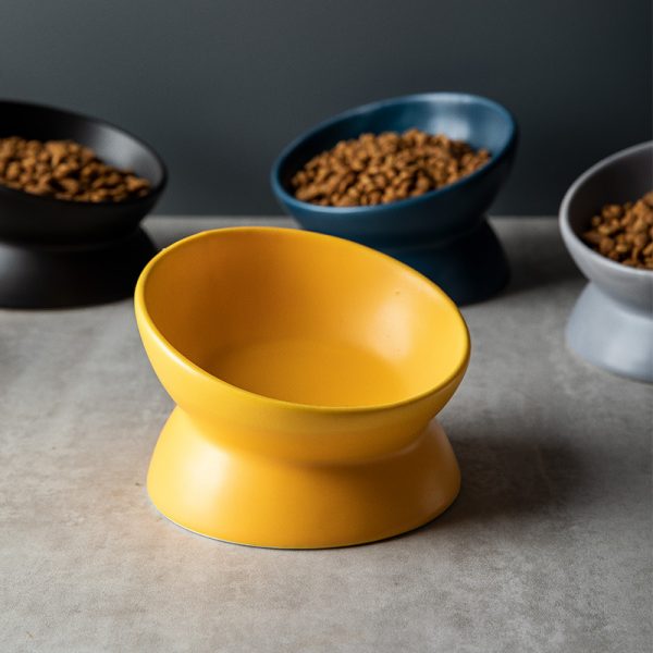 JY24433 - Cat Food Bowl, 5 Oz Ceramic Raised and Tilted Water Bowl