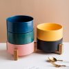 JY24431 - 6" Ceramic Dog and Cat Bowl with Wood Stand
