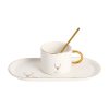 JY24453 - Cappuccino Cups with Saucers, 8.5 oz Stackable Ceramic Coffee Cup and Saucer