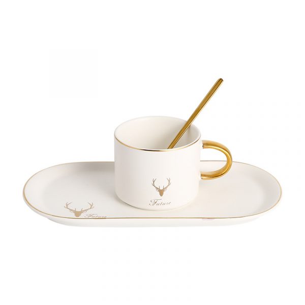 JY24453 - Cappuccino Cups with Saucers, 8.5 oz Stackable Ceramic Coffee Cup and Saucer