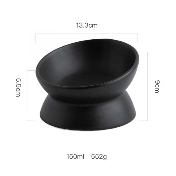 JY24433 - Cat Food Bowl, 5 Oz Ceramic Raised and Tilted Water Bowl