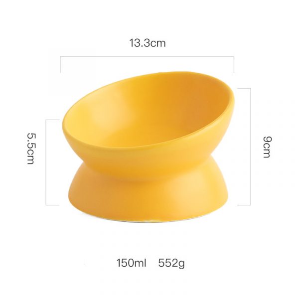 JY24433 - Cat Food Bowl, 5 Oz Ceramic Raised and Tilted Water Bowl