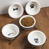 JY24430 - 5.35" Elevated Cat Bowls with 2 Ceramic Bowls and 2 Stainless Steel Bowls