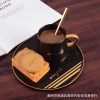 JY24451 - Modern Luxury Black Gold Rim Customized Turkish Tea Coffee Cup and Saucer Sets