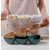 JY24440 - green blue pink white wave love shape ceramic Snacks bowl with wooden handle