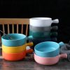 JY24180 - Round Cake Microwave Ceramic bowl with handle