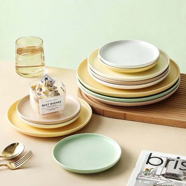 OY24179 - Ceramic Plate Set Pure Glazed Plate Porcelain Dinnerware