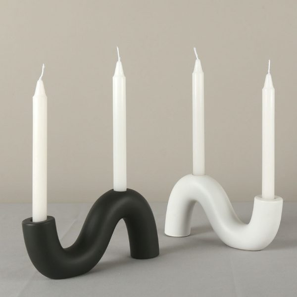 JY24277 - Ceramic Candle Holder Candelabra for 2 Taper Candles