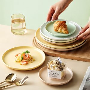 OY24179 - Ceramic Plate Set Pure Glazed Plate Porcelain Dinnerware