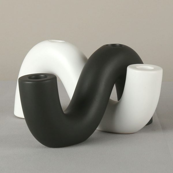 JY24277 - Ceramic Candle Holder Candelabra for 2 Taper Candles
