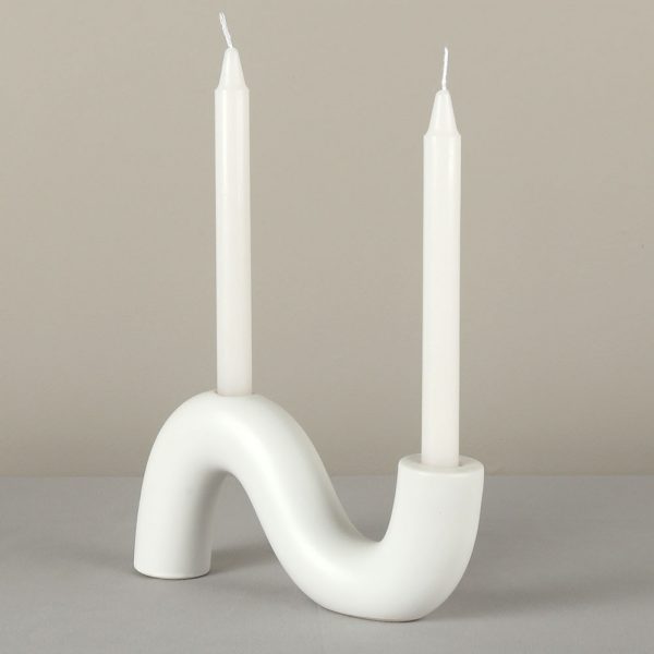 JY24277 - Ceramic Candle Holder Candelabra for 2 Taper Candles