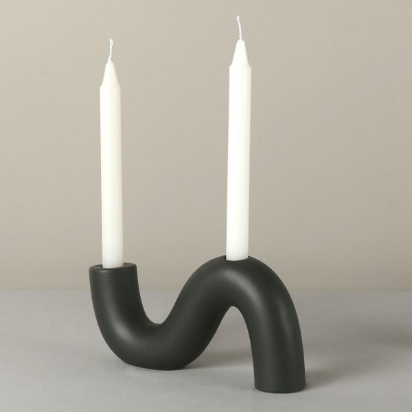 JY24277 - Ceramic Candle Holder Candelabra for 2 Taper Candles